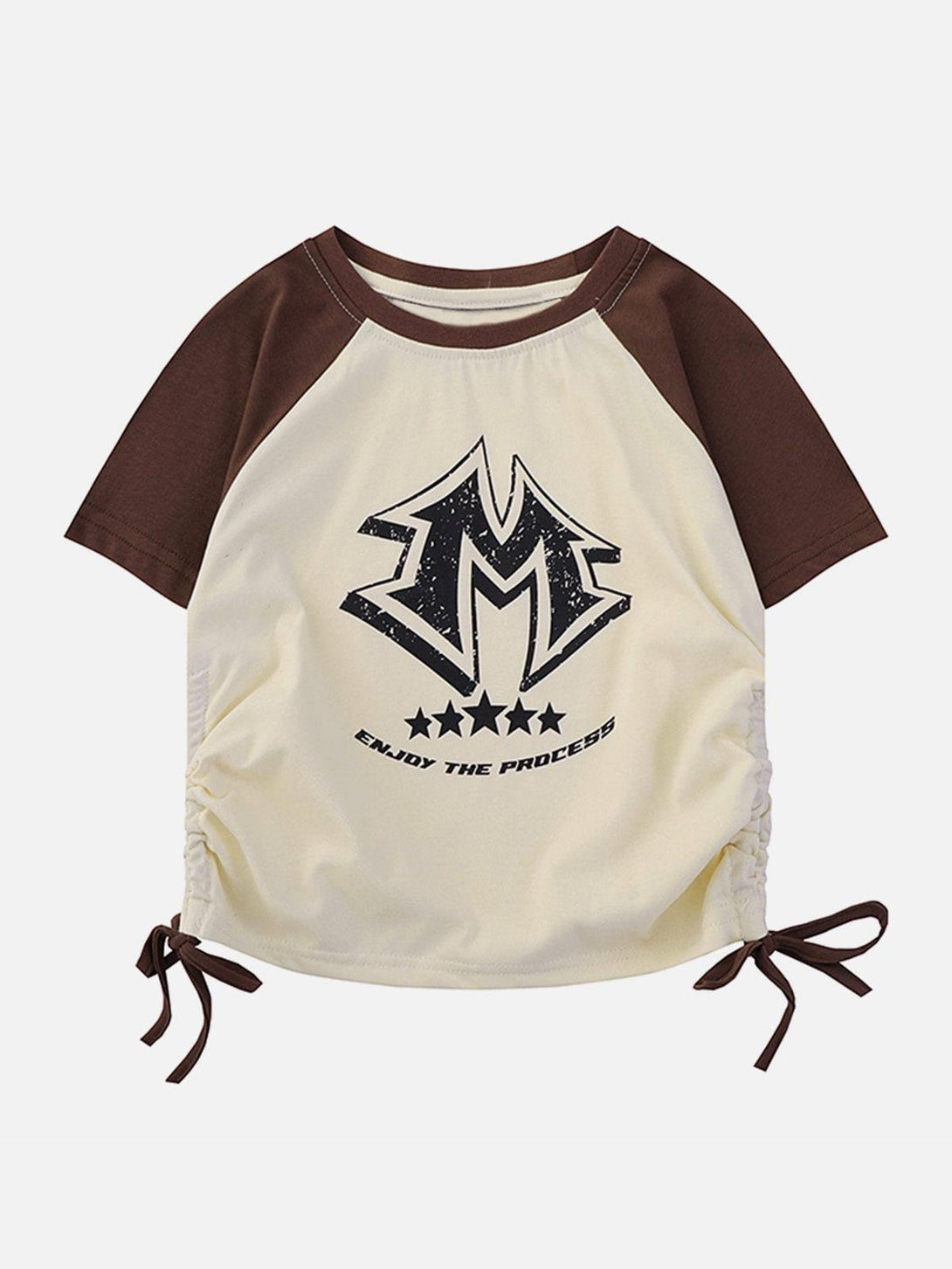 Majesda® - M Letter Print Drawstring Tee- Outfit Ideas - Streetwear Fashion - majesda.com