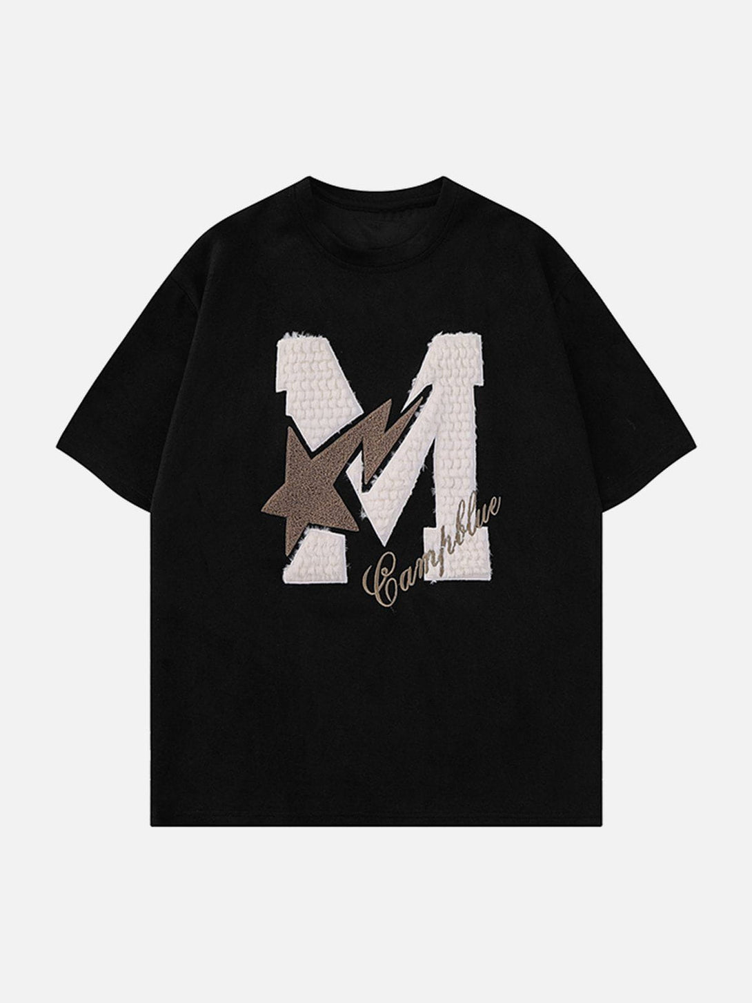 Majesda® - M Letter Star Embroidery Tee- Outfit Ideas - Streetwear Fashion - majesda.com