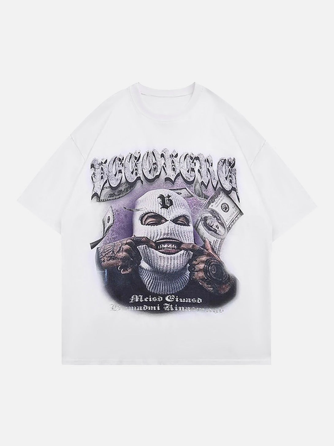 Majesda® - Masked Gangster Portrait Printed T-Shirt-1533- Outfit Ideas - Streetwear Fashion - majesda.com