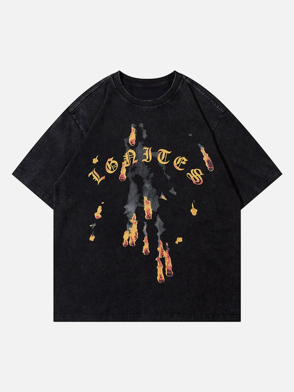 Majesda® - Meteorite Flame Print Tee- Outfit Ideas - Streetwear Fashion - majesda.com