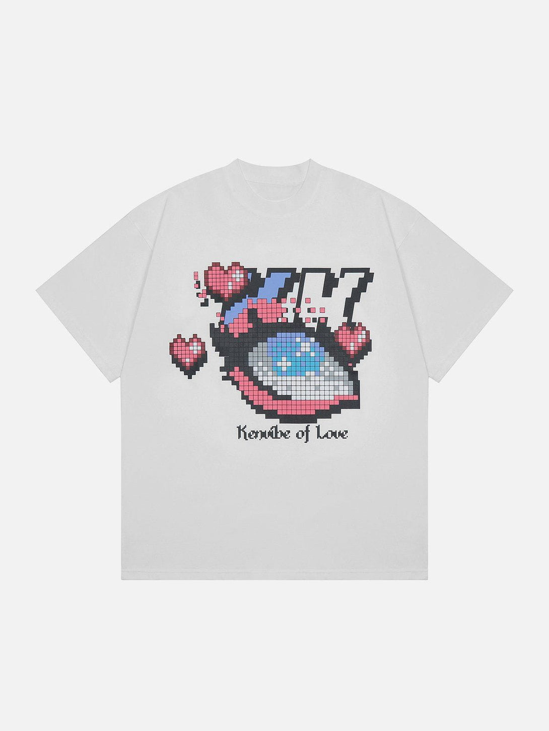 Majesda® - Mosaic Pixel Heart Graphic Tee- Outfit Ideas - Streetwear Fashion - majesda.com