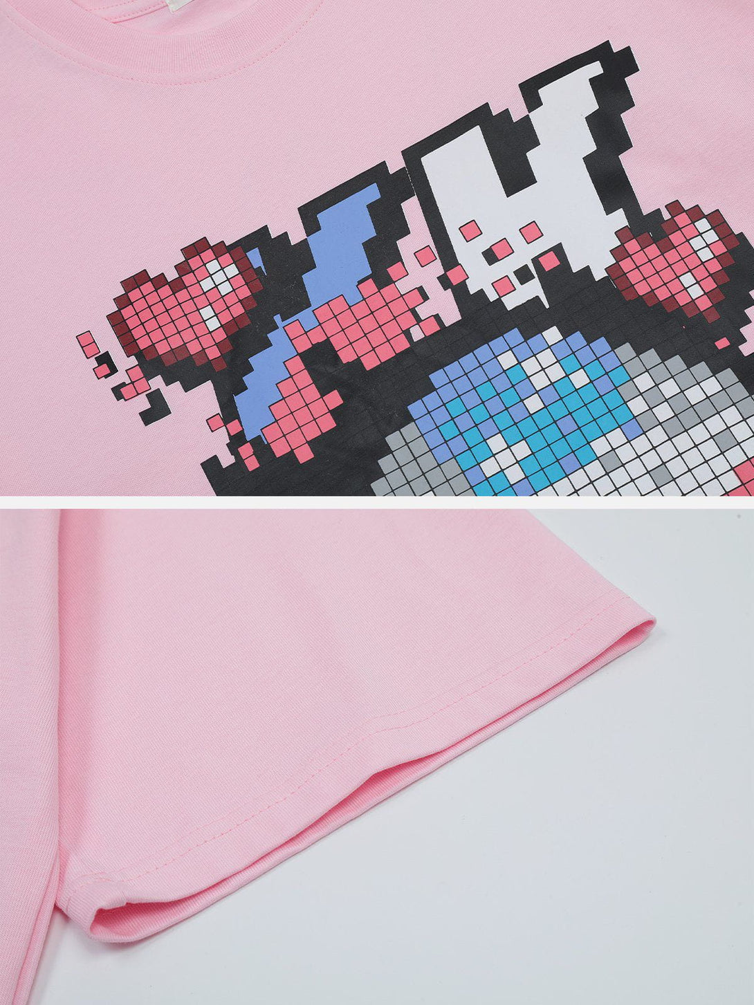 Majesda® - Mosaic Pixel Heart Graphic Tee- Outfit Ideas - Streetwear Fashion - majesda.com