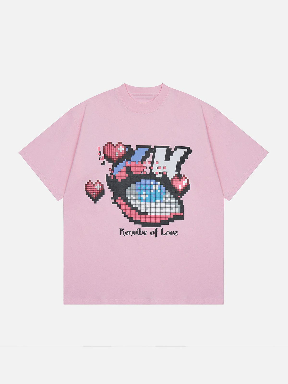 Majesda® - Mosaic Pixel Heart Graphic Tee- Outfit Ideas - Streetwear Fashion - majesda.com