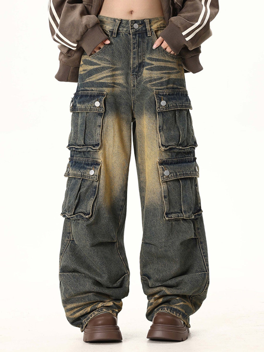 Majesda® - Multi-pocket Cargo Jeans - 1919- Outfit Ideas - Streetwear Fashion - majesda.com