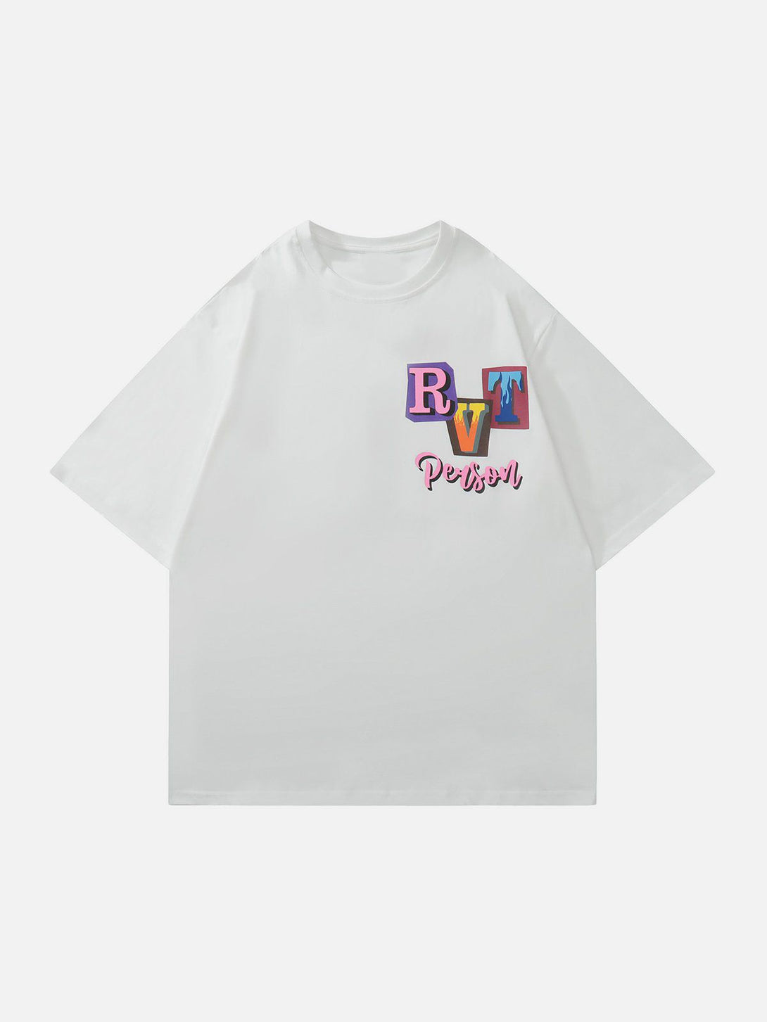 Majesda® - Multicolor Flame Letter Tee- Outfit Ideas - Streetwear Fashion - majesda.com