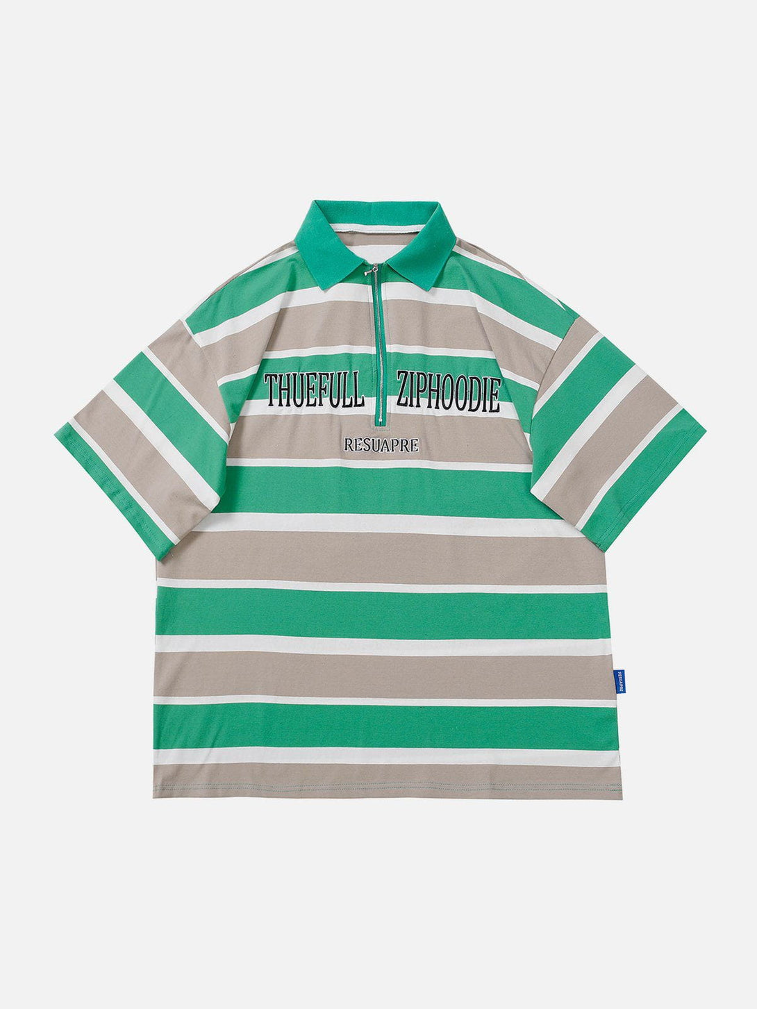 Majesda® - Multicolor Stripe Embroidered Letter POLO Tee- Outfit Ideas - Streetwear Fashion - majesda.com