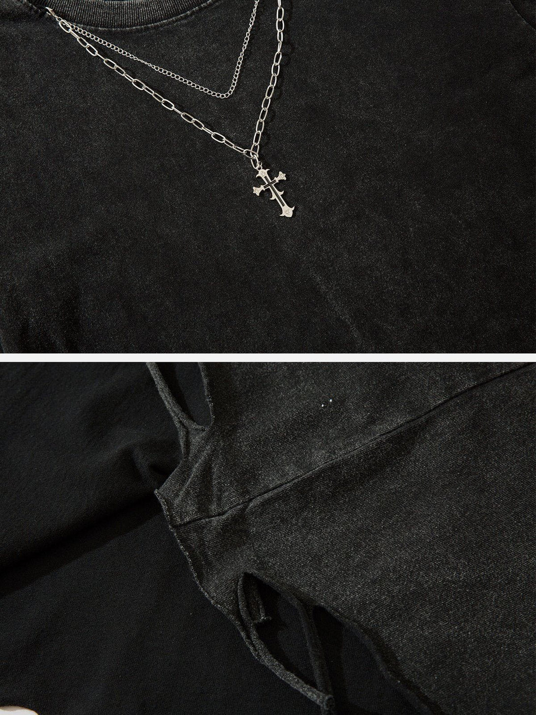 Majesda® - Necklace Broken Holes Tee- Outfit Ideas - Streetwear Fashion - majesda.com