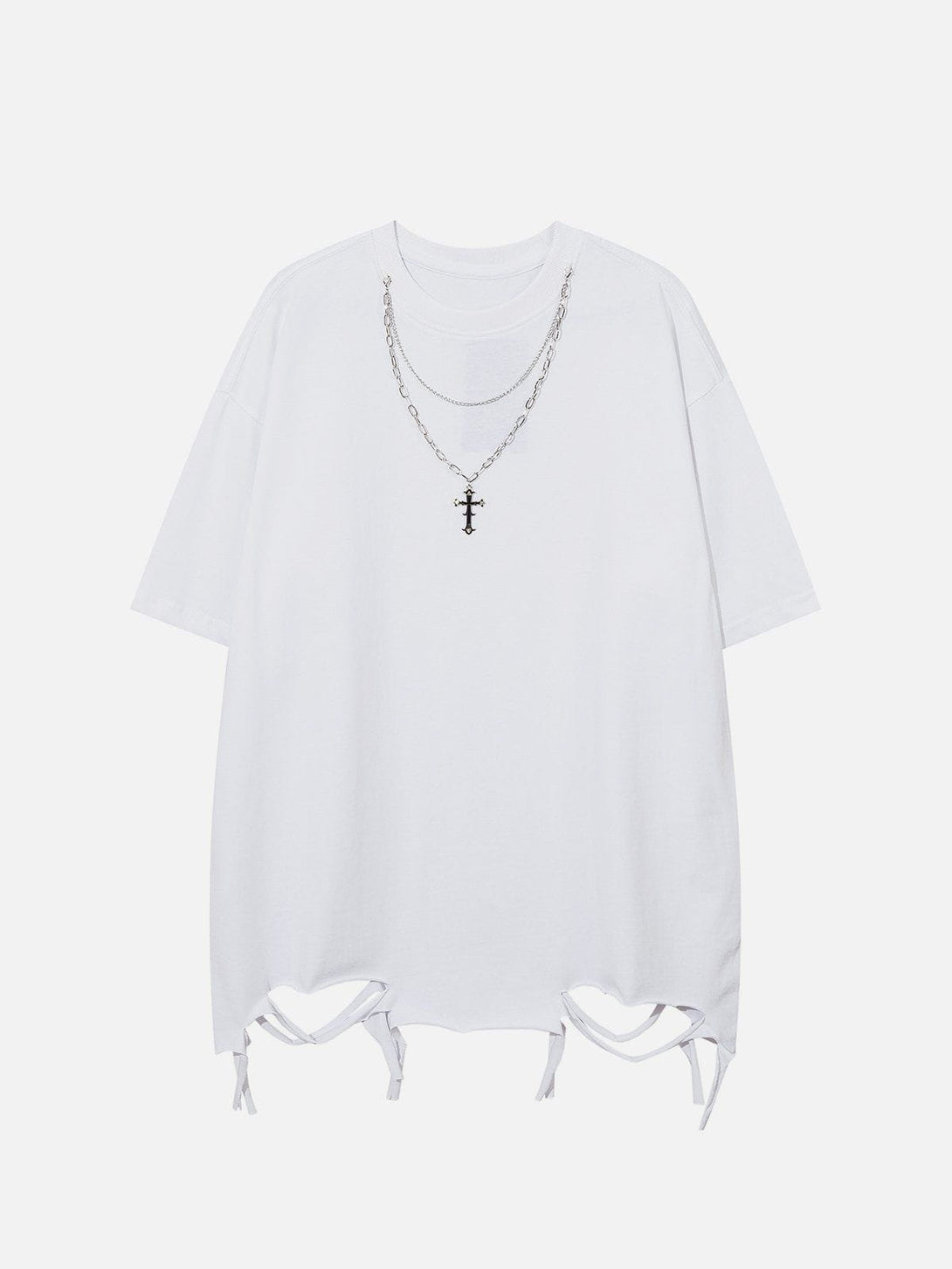 Majesda® - Necklace Broken Holes Tee- Outfit Ideas - Streetwear Fashion - majesda.com