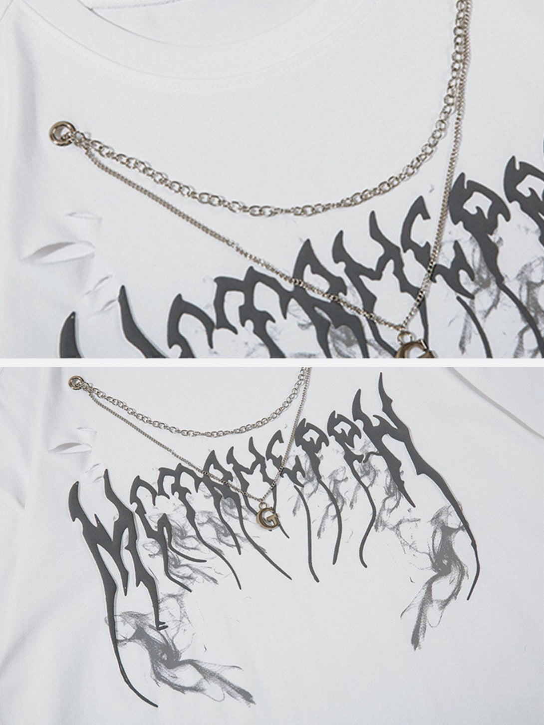 Majesda® - Necklace Lightning Print Tee- Outfit Ideas - Streetwear Fashion - majesda.com