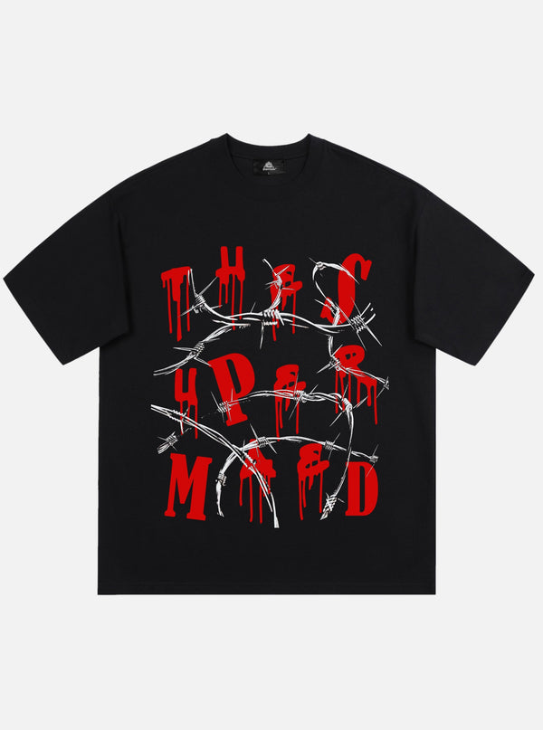 Majesda® - Niche Design Chain Graffiti Letter Print T-shirt - 1950- Outfit Ideas - Streetwear Fashion - majesda.com