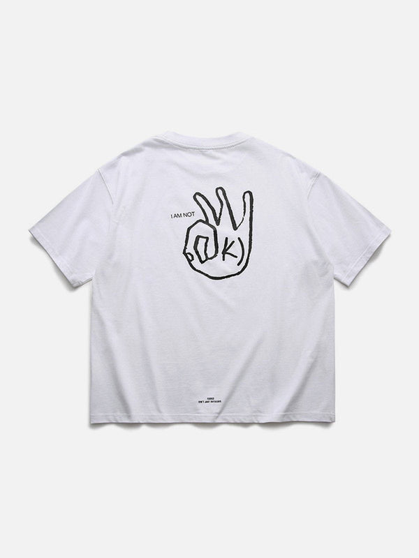 Majesda® - OK Gesture Print Tee- Outfit Ideas - Streetwear Fashion - majesda.com