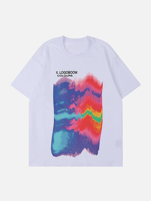 Majesda® - Oil Painting Rainbow Print Tee- Outfit Ideas - Streetwear Fashion - majesda.com