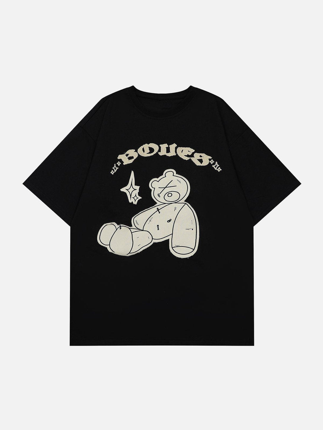 Majesda® - Patch Bear Graphic Tee- Outfit Ideas - Streetwear Fashion - majesda.com