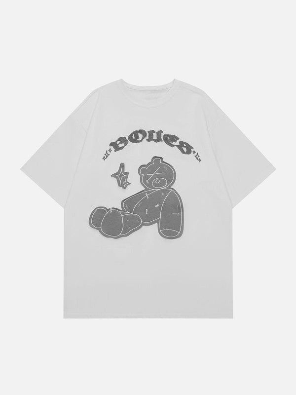 Majesda® - Patch Bear Graphic Tee- Outfit Ideas - Streetwear Fashion - majesda.com