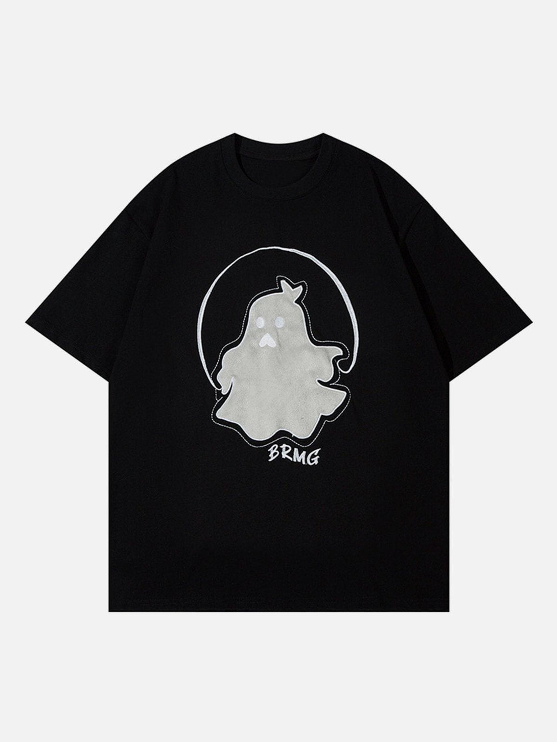 Majesda® - Patch Embroidery Ghost Print Tee- Outfit Ideas - Streetwear Fashion - majesda.com