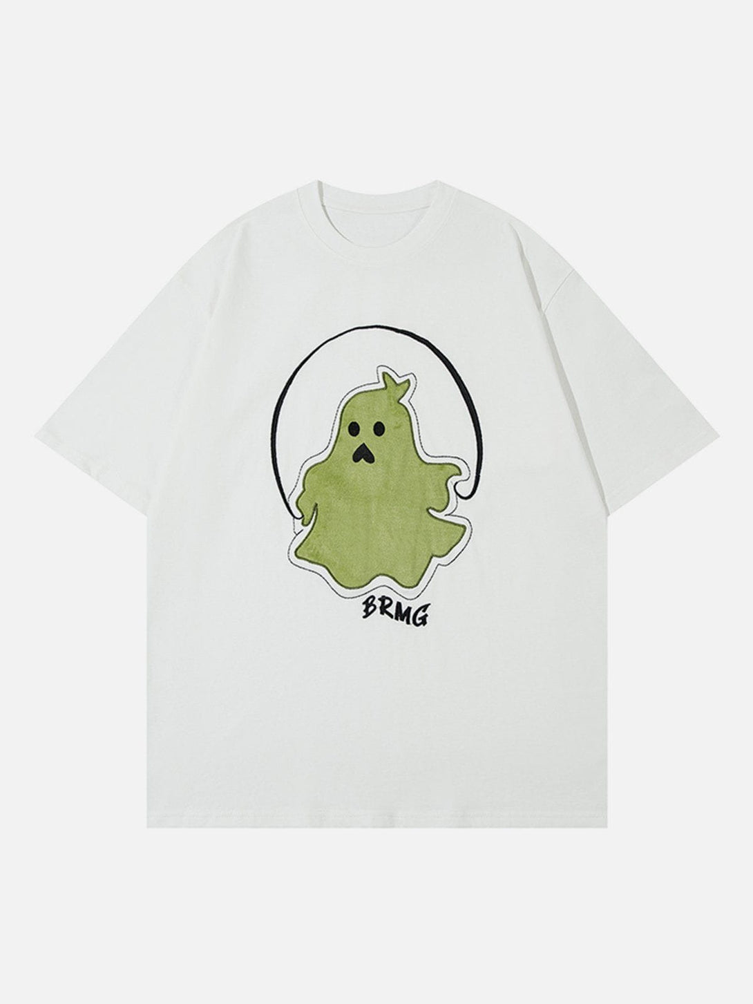 Majesda® - Patch Embroidery Ghost Print Tee- Outfit Ideas - Streetwear Fashion - majesda.com