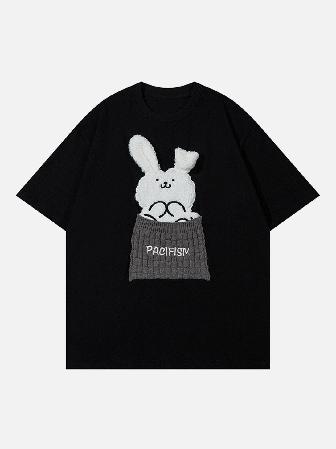 Majesda® - Patch Embroidery Rabbit Print Tee- Outfit Ideas - Streetwear Fashion - majesda.com