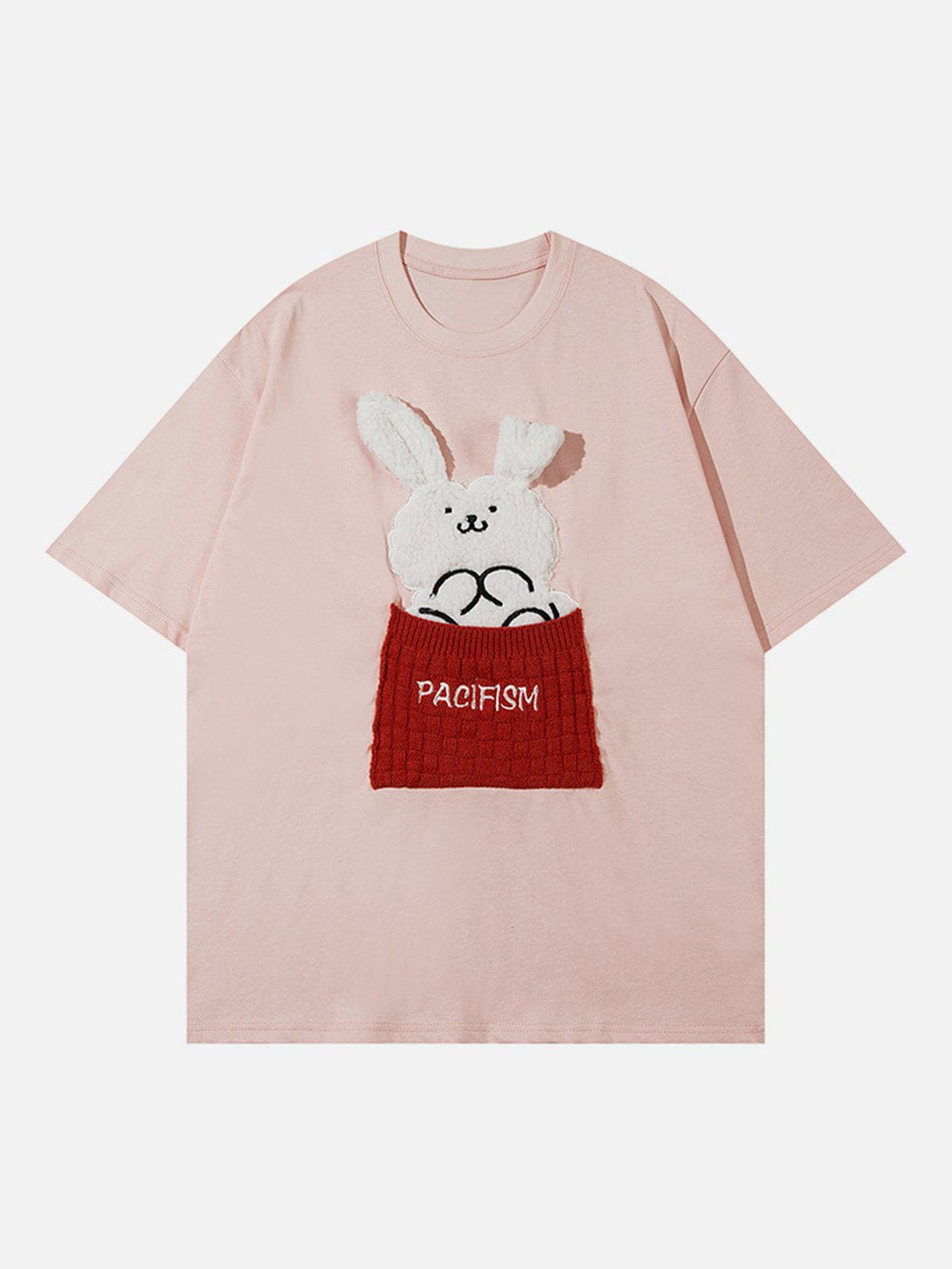 Majesda® - Patch Embroidery Rabbit Print Tee- Outfit Ideas - Streetwear Fashion - majesda.com