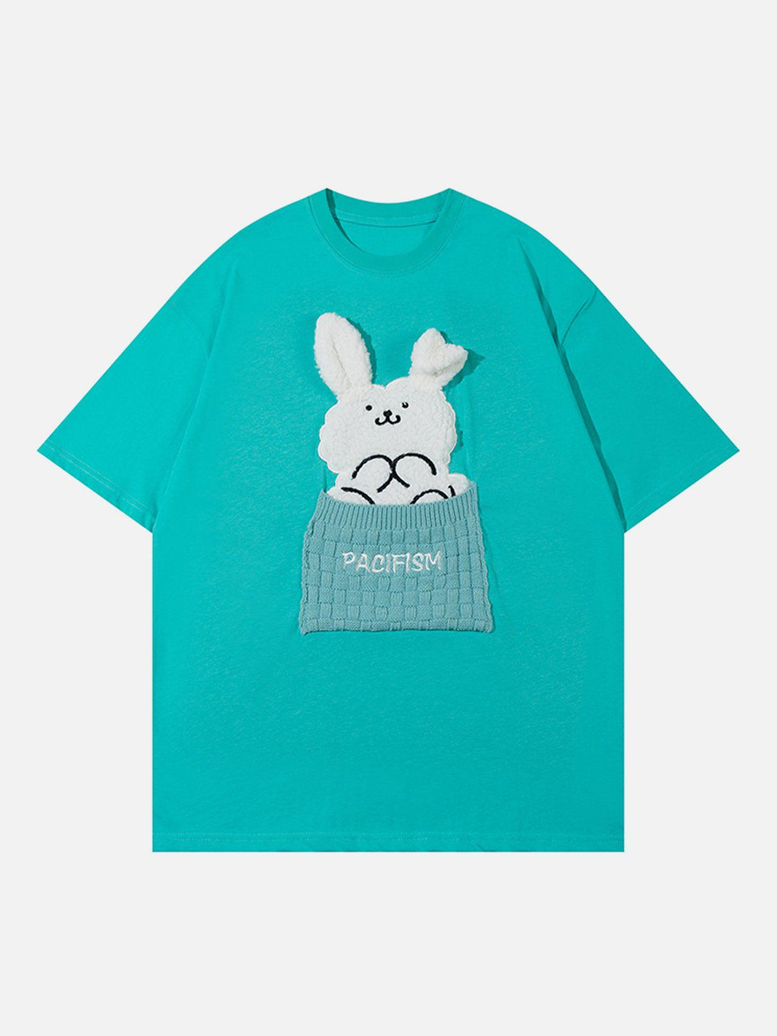 Majesda® - Patch Embroidery Rabbit Print Tee- Outfit Ideas - Streetwear Fashion - majesda.com