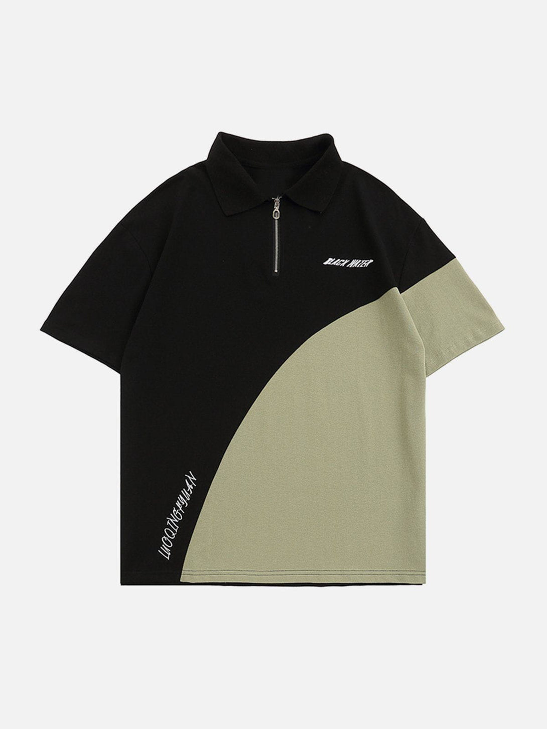 Majesda® - Patchwork Polo Collar Tee- Outfit Ideas - Streetwear Fashion - majesda.com