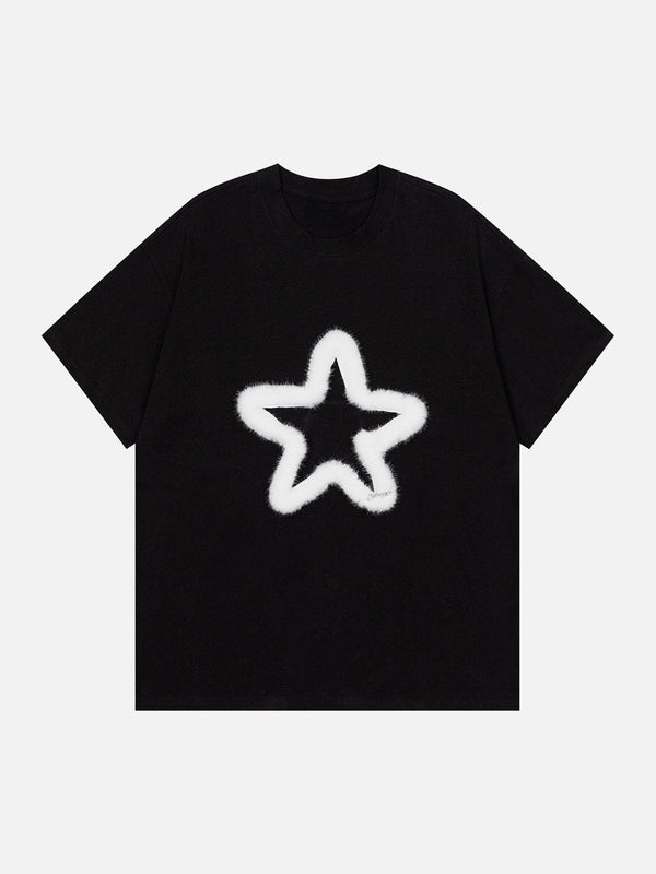 Majesda® - Patchwork Star Print Tee- Outfit Ideas - Streetwear Fashion - majesda.com