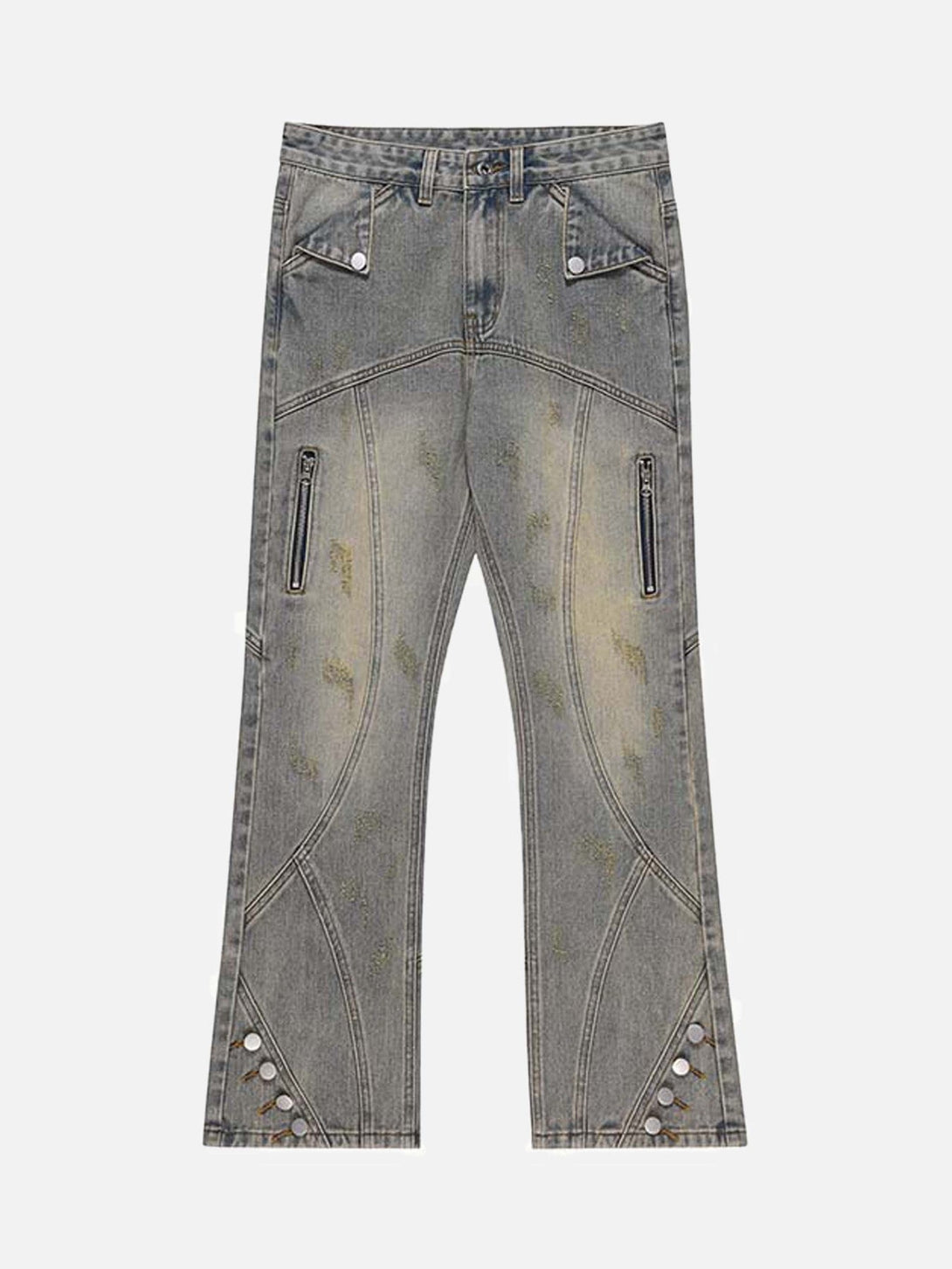 Majesda® - Patchwork Stressed Jeans- Outfit Ideas - Streetwear Fashion - majesda.com