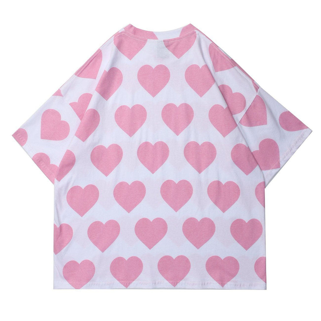 Majesda® - Peach Heart Print Cotton Tee- Outfit Ideas - Streetwear Fashion - majesda.com