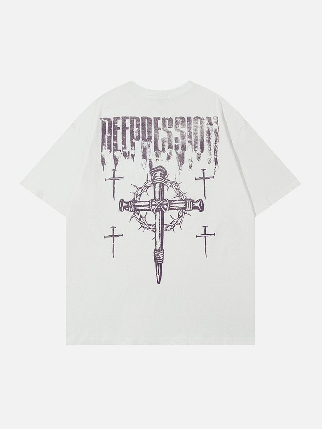 Majesda® - Peeling Paint Letter Cross Tee- Outfit Ideas - Streetwear Fashion - majesda.com