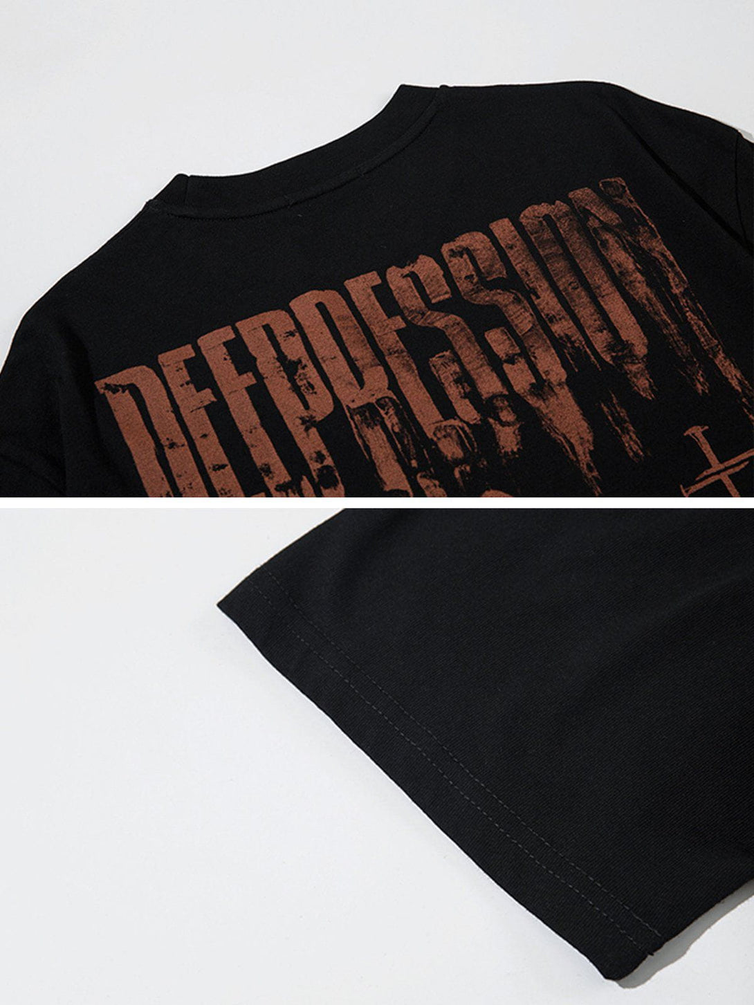 Majesda® - Peeling Paint Letter Cross Tee- Outfit Ideas - Streetwear Fashion - majesda.com