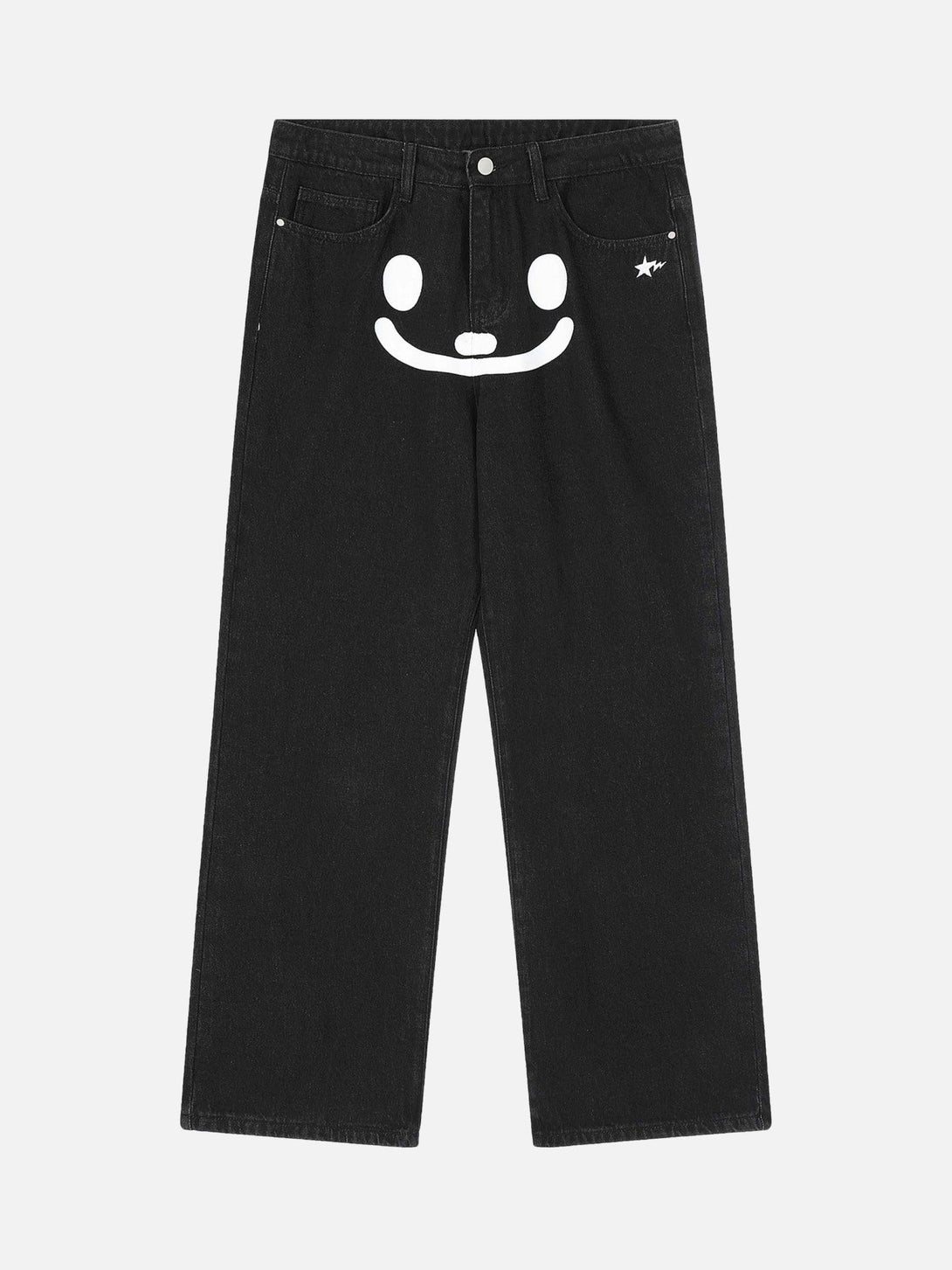 Majesda® - Personality Smiley Face Printed Jeans - 1978- Outfit Ideas - Streetwear Fashion - majesda.com