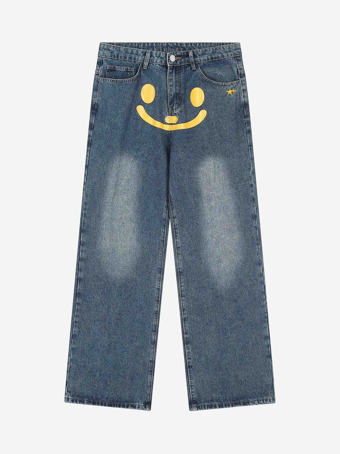 Majesda® - Personality Smiley Face Printed Jeans - 1978- Outfit Ideas - Streetwear Fashion - majesda.com