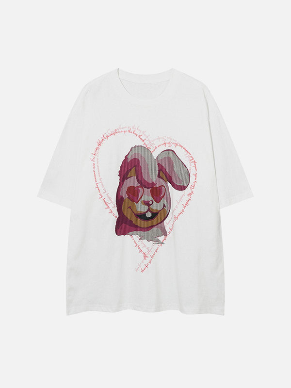 Majesda® - Pixel Rabbit Print Tee- Outfit Ideas - Streetwear Fashion - majesda.com