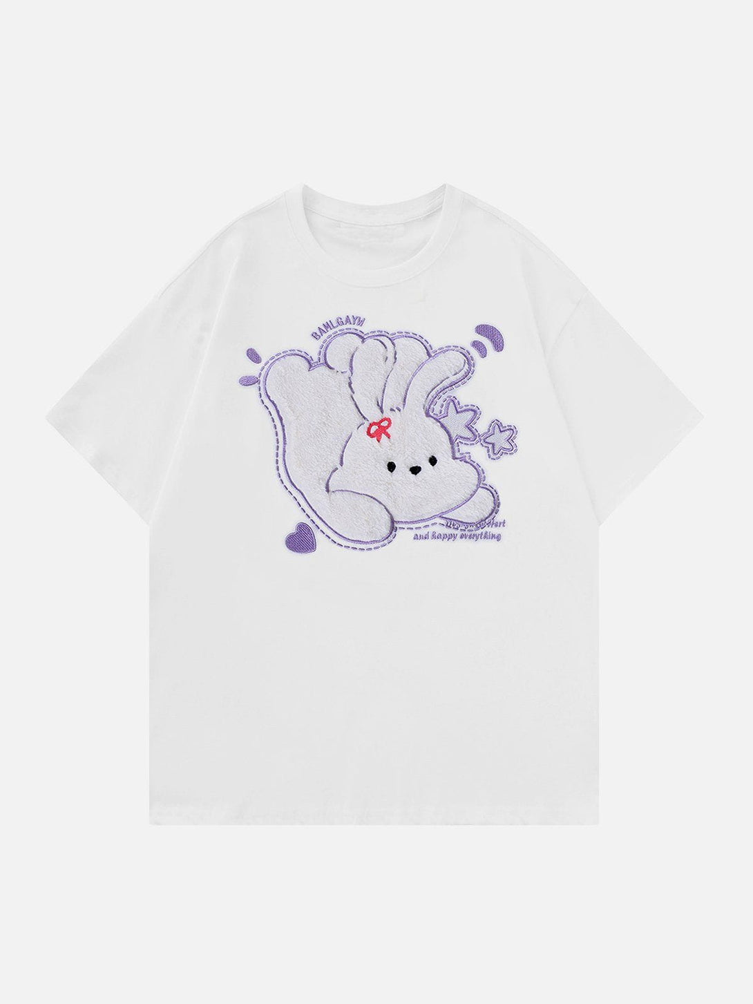 Majesda® - Plush Rabbit Embroidery Tee- Outfit Ideas - Streetwear Fashion - majesda.com