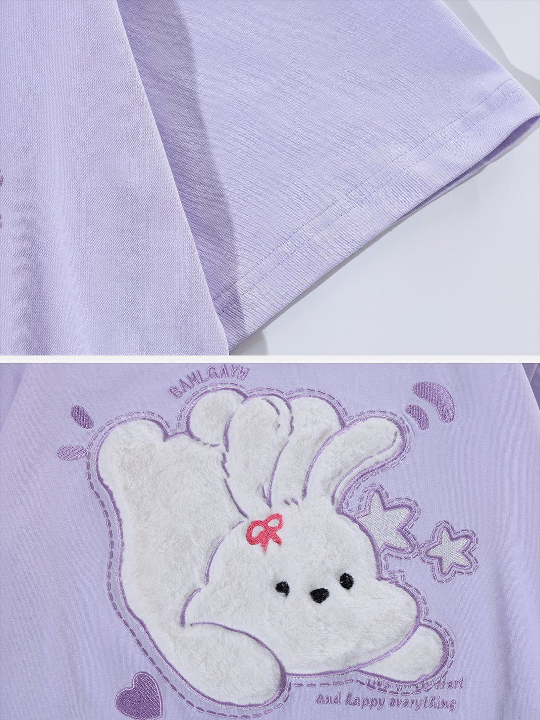 Majesda® - Plush Rabbit Embroidery Tee- Outfit Ideas - Streetwear Fashion - majesda.com