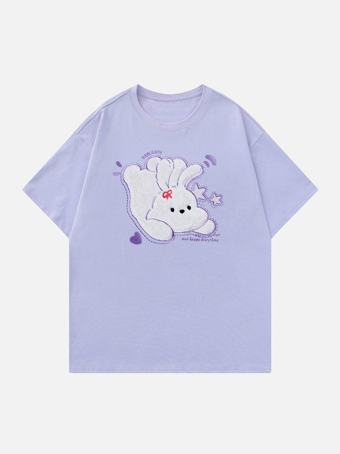 Majesda® - Plush Rabbit Embroidery Tee- Outfit Ideas - Streetwear Fashion - majesda.com