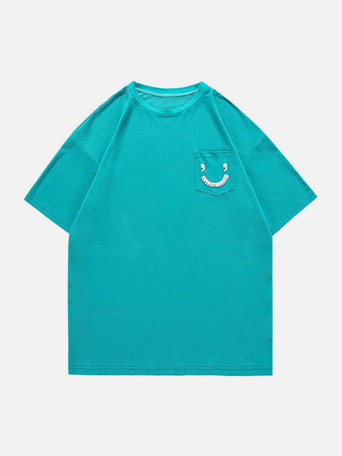 Majesda® - Pocket Smile Print Tee- Outfit Ideas - Streetwear Fashion - majesda.com