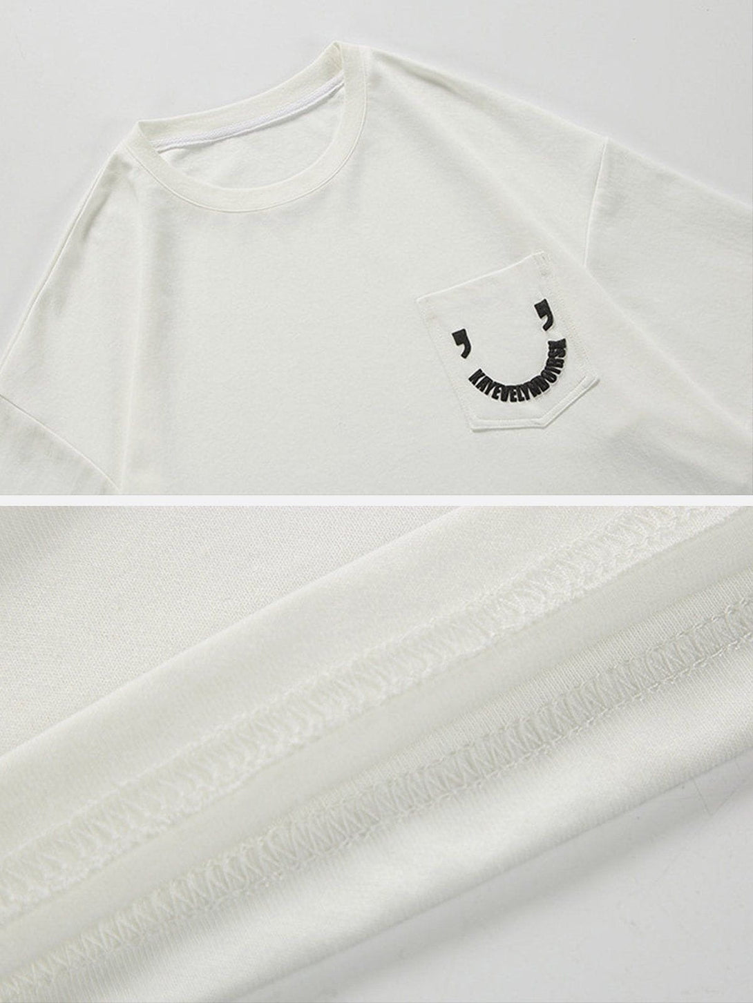 Majesda® - Pocket Smile Print Tee- Outfit Ideas - Streetwear Fashion - majesda.com