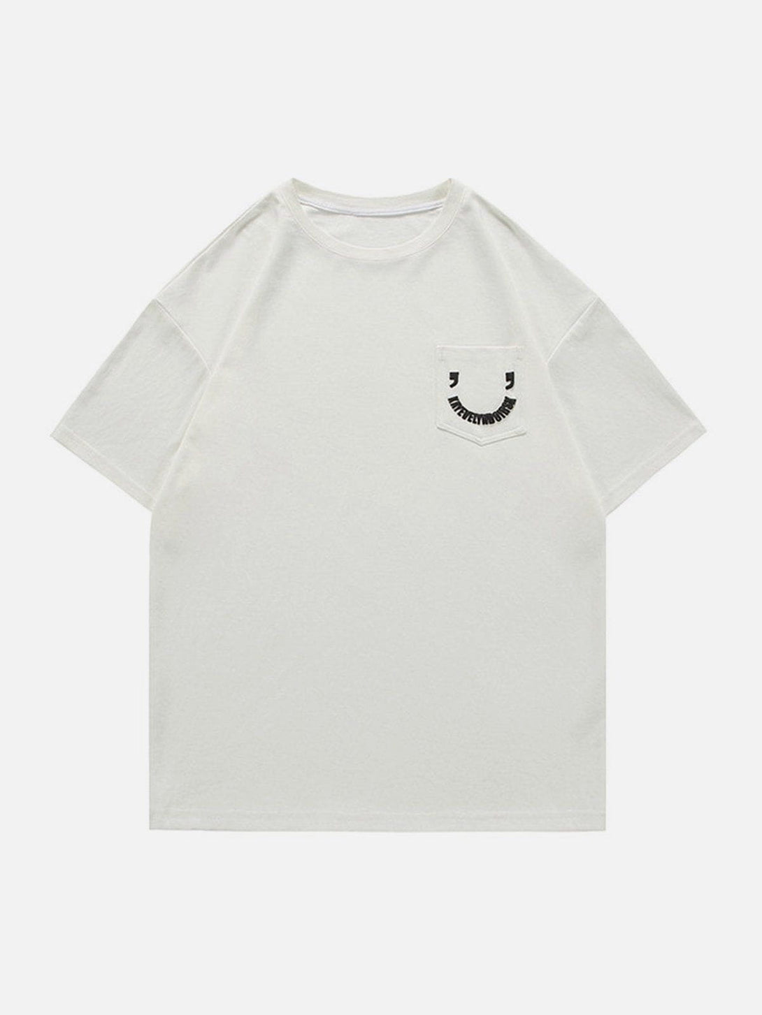 Majesda® - Pocket Smile Print Tee- Outfit Ideas - Streetwear Fashion - majesda.com