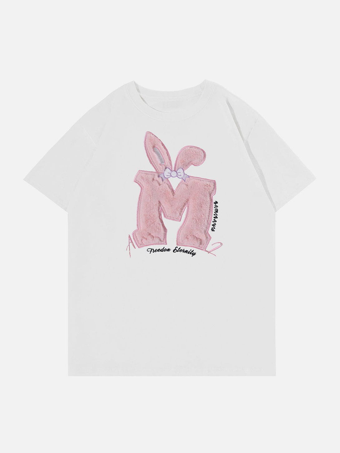 Majesda® - Rabbit Ear Flocking Print Tee- Outfit Ideas - Streetwear Fashion - majesda.com