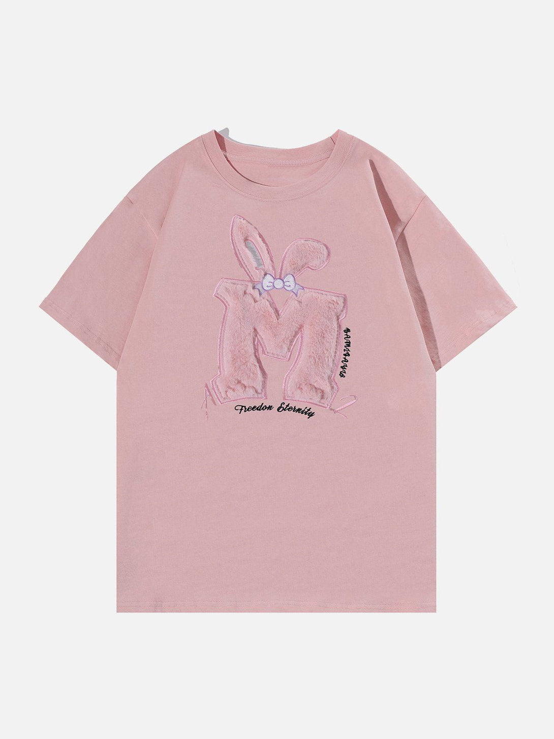 Majesda® - Rabbit Ear Flocking Print Tee- Outfit Ideas - Streetwear Fashion - majesda.com