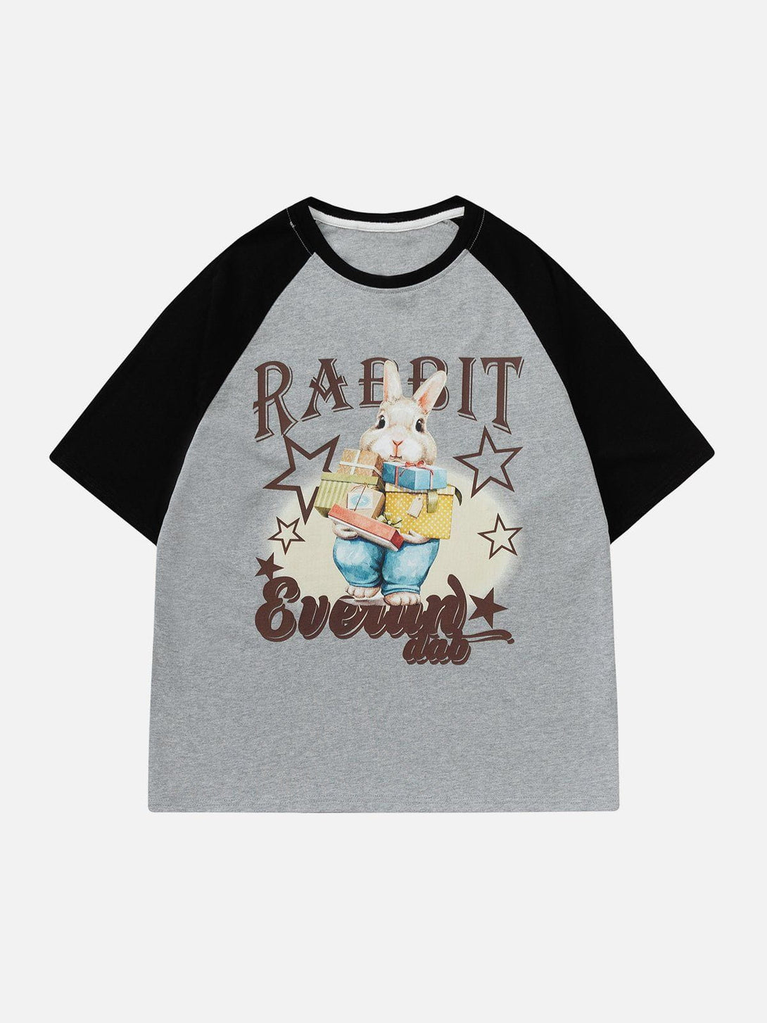 Majesda® - Rabbit Element Patchwork Star Tee- Outfit Ideas - Streetwear Fashion - majesda.com