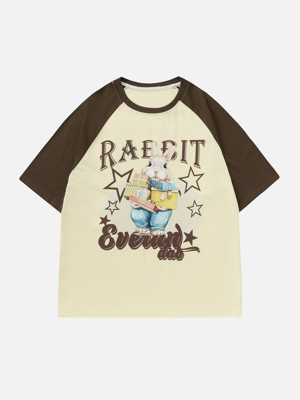 Majesda® - Rabbit Element Patchwork Star Tee- Outfit Ideas - Streetwear Fashion - majesda.com