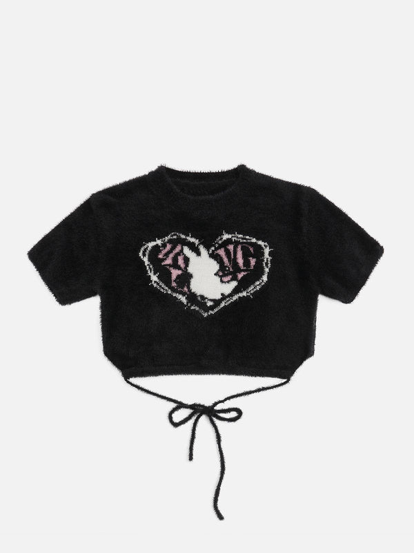 Majesda® - Rabbit Heart Embroidery Tee- Outfit Ideas - Streetwear Fashion - majesda.com