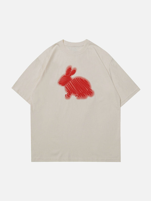 Majesda® - Rabbit Inkjet Print Tee- Outfit Ideas - Streetwear Fashion - majesda.com