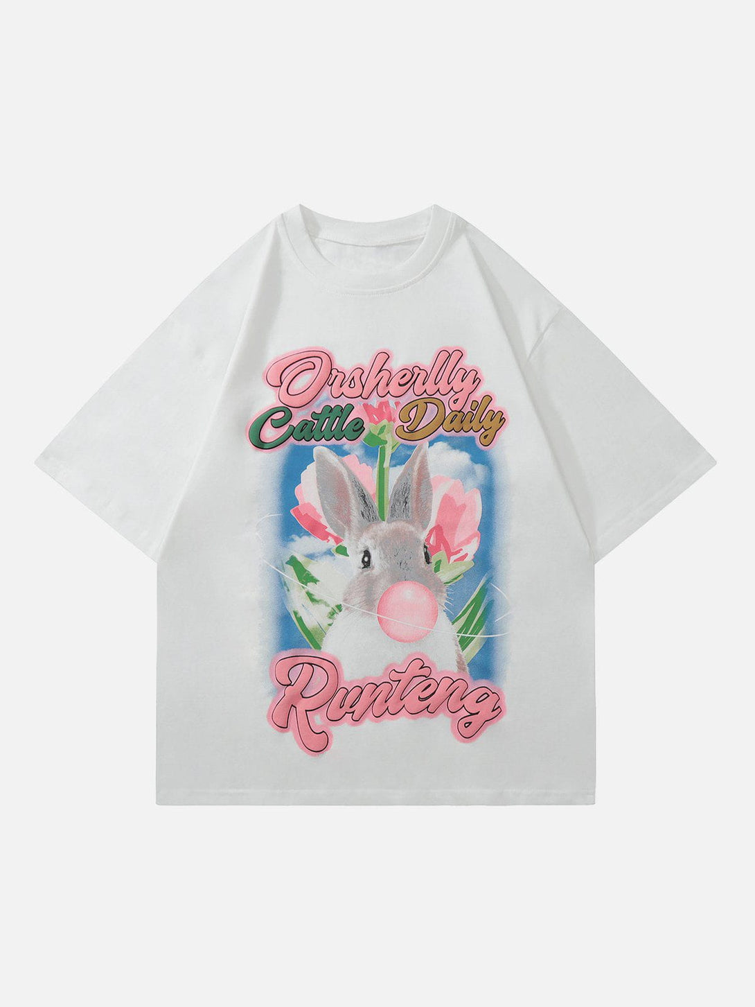 Majesda® - Rabbit Letter Print Tee- Outfit Ideas - Streetwear Fashion - majesda.com