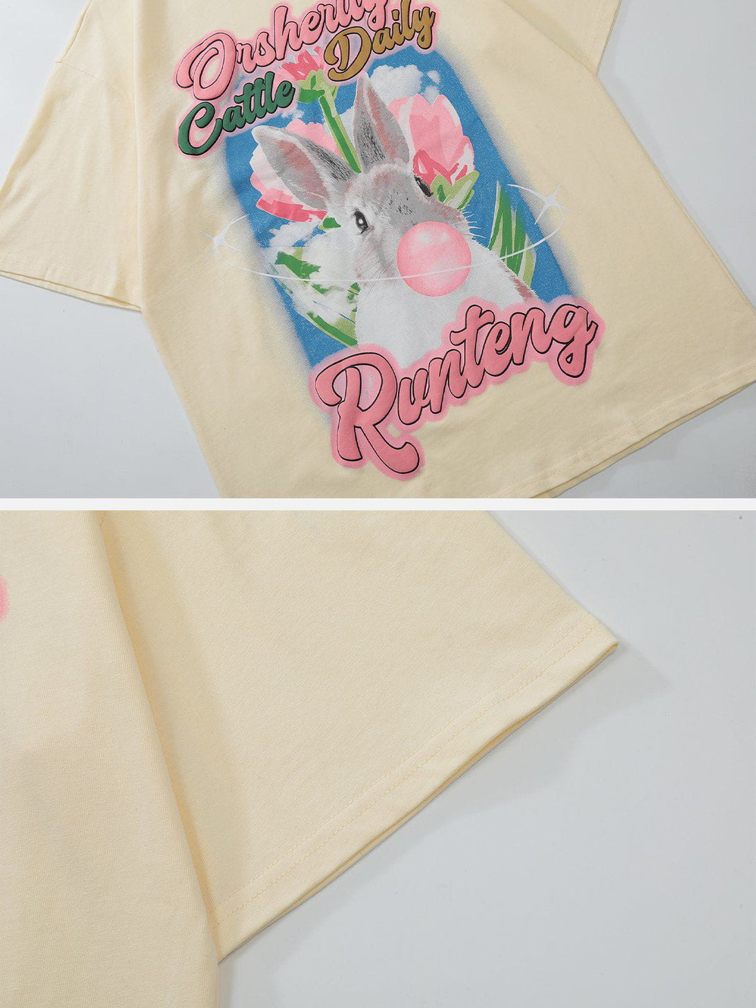 Majesda® - Rabbit Letter Print Tee- Outfit Ideas - Streetwear Fashion - majesda.com