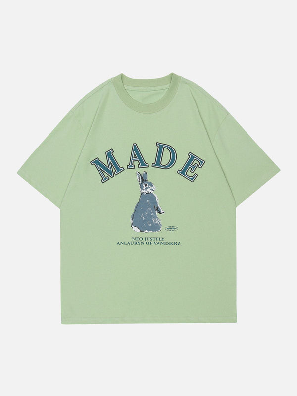 Majesda® - Rabbit Letter Print Tee- Outfit Ideas - Streetwear Fashion - majesda.com