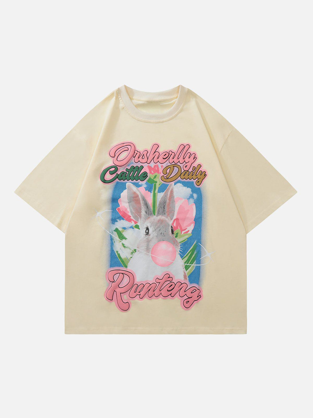 Majesda® - Rabbit Letter Print Tee- Outfit Ideas - Streetwear Fashion - majesda.com