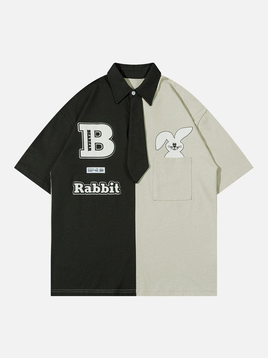 Majesda® - Rabbit Letter Tie Polo Tee- Outfit Ideas - Streetwear Fashion - majesda.com