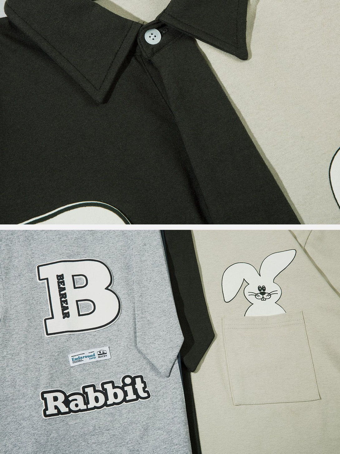 Majesda® - Rabbit Letter Tie Polo Tee- Outfit Ideas - Streetwear Fashion - majesda.com